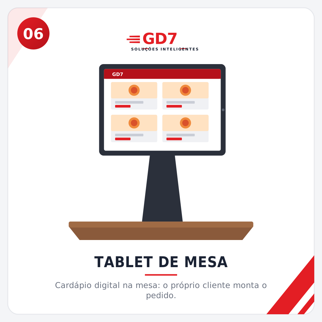 Tablet com cardápio digital apoiado sobre a mesa